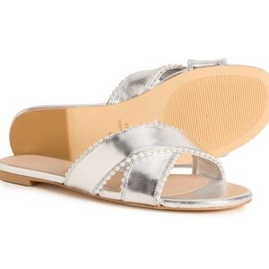 Stuart Weitzman Silver Slide Sandals